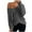 Dark Gray, variant on GigrtiJin Plus Size Tops for Women Long-Sleeved Casual V-Neck Pullover Top Solid Color Basic Loose Shirt Blouse