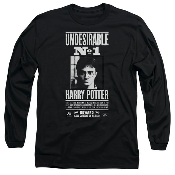 Harry Potter Undesirable No 1 Long Sleeve Adult 18/1 T-Shirt Black