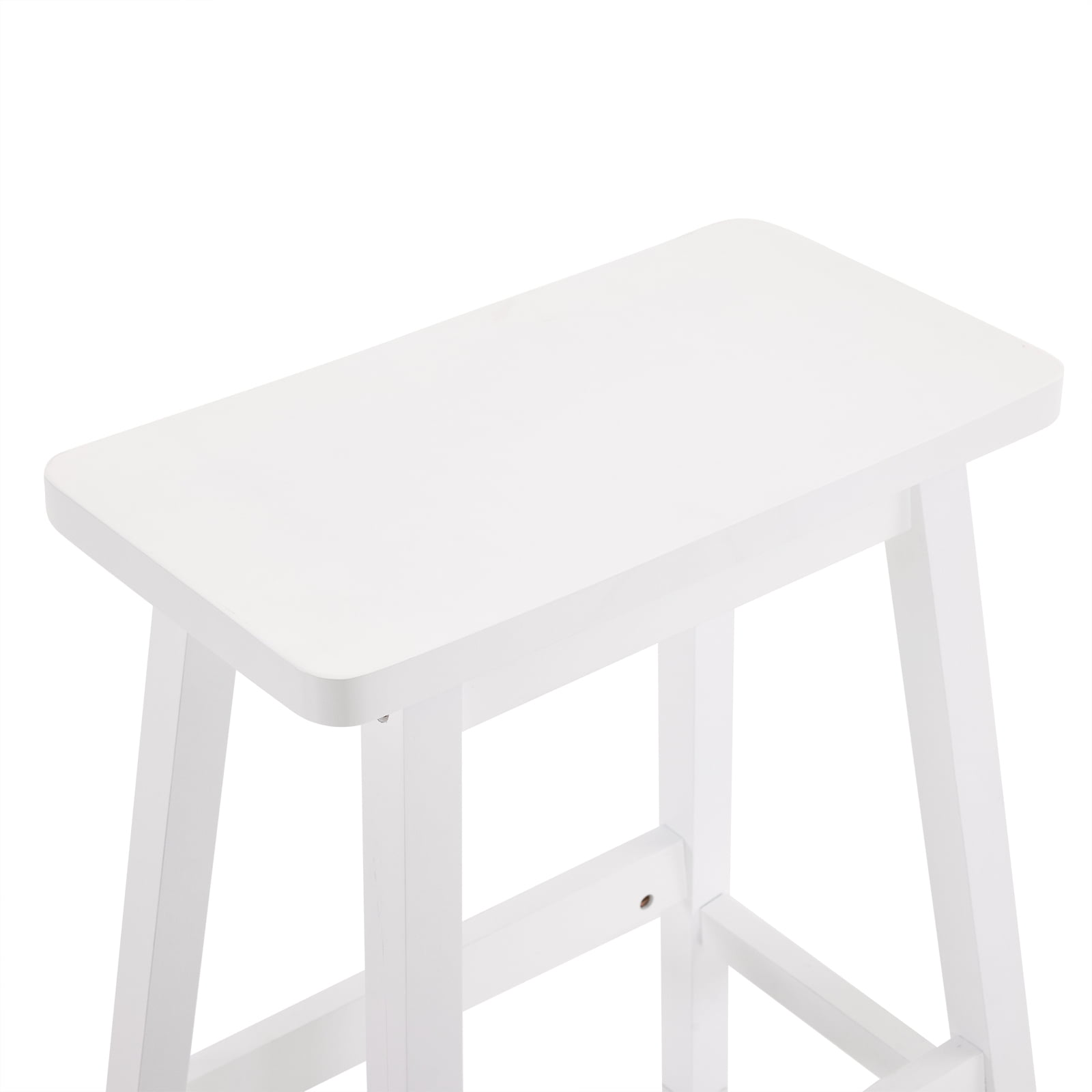 2pcs White Pine Wood Saddle Seat Bar Stools, Counter Height Stools with Foot Rests, Simple Style Seating for Kitchen Home Bar Den Outdoor Patio