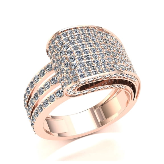 Natural 3ct Round Cut Diamond Prong Women's Fancy Cluster Wedding Band Bridal Anniversary Ring Solid 14K Gold IJ SI2