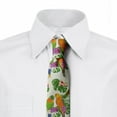 thumbnail image 2 of Exotic Necktie, Vivid Floral Parrots, Dress Tie, 3.7", Ivory and Multicolor, by Ambesonne, 2 of 3