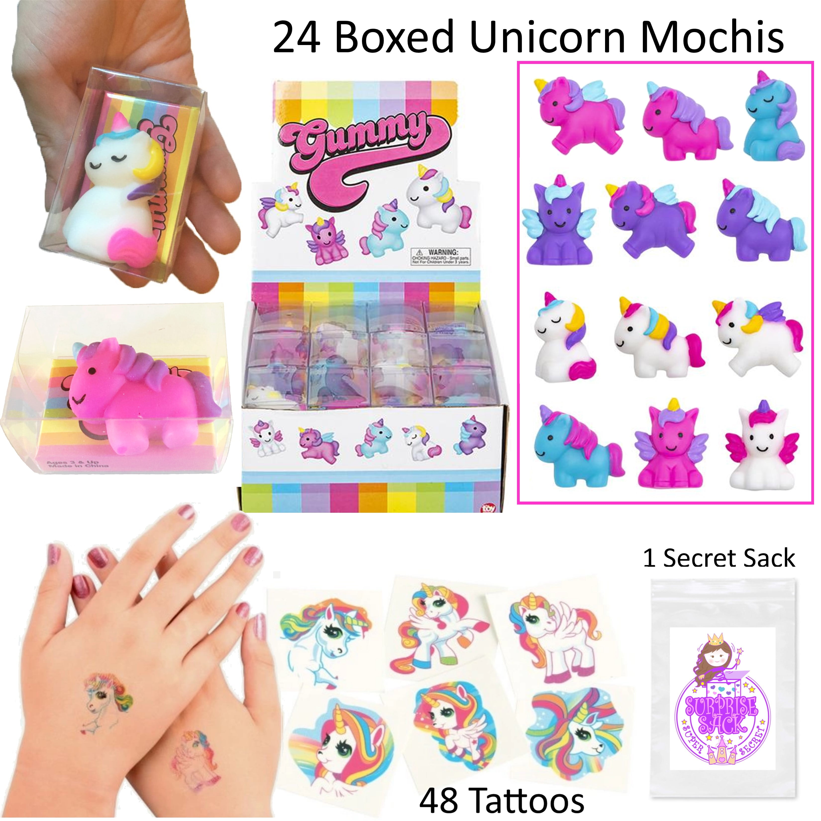 PARTY BOXES FOR CHILDRENS BIRTHDAY balloon toy sweets tattoo unicorn Lunch Food 