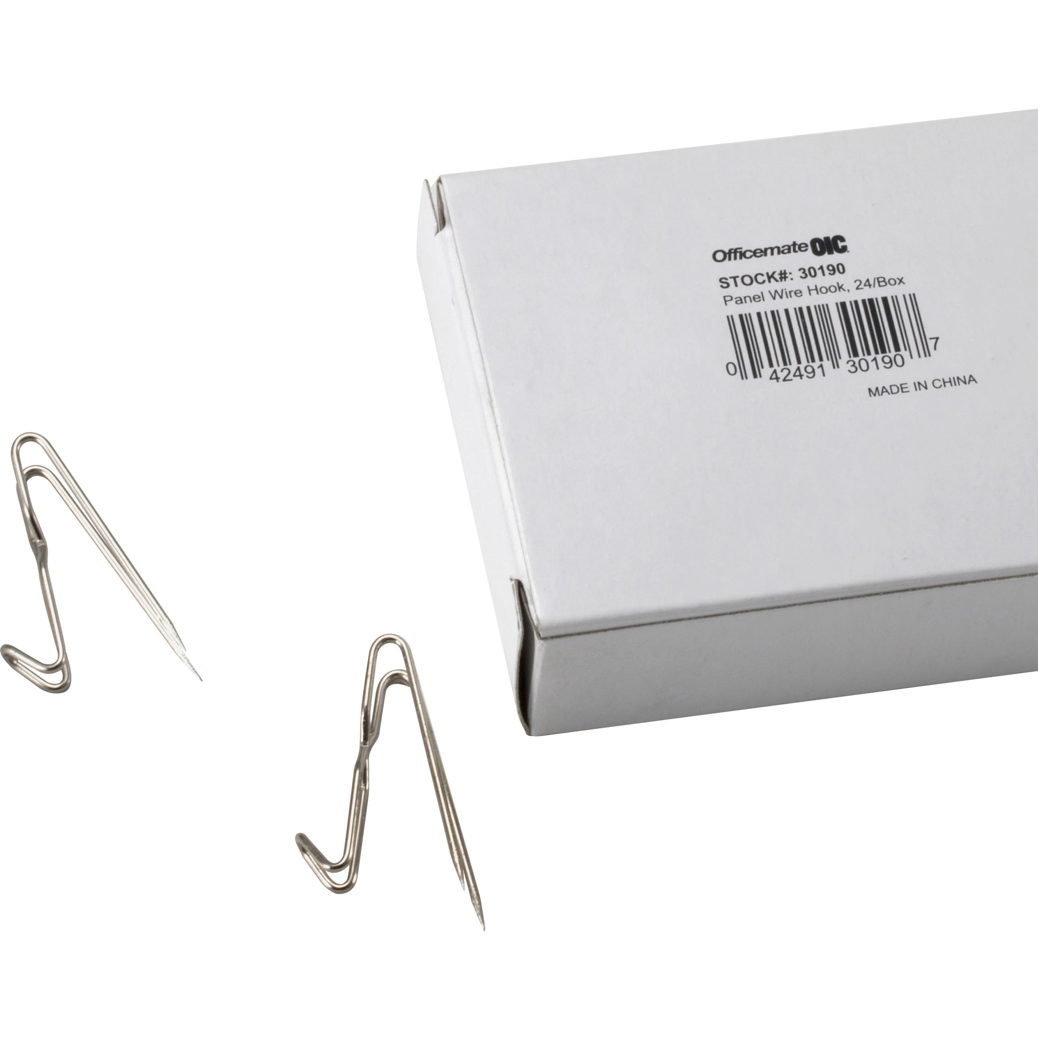 Box of 24 30190 Officemate Panel Wire Hooks 6 Pack Silver 