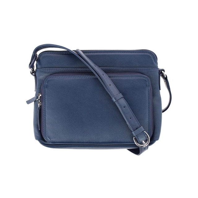 CTM® Leather Shoulder Bag Purse with Side Organizer (Women's)