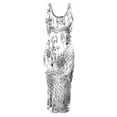 thumbnail image 4 of Wycnly Womens Sexy Bodycon Tank Dresses Fashion News Paper Print Slim Wrap Midi Dress Summer Sleeveless Square Neck Knee-Length Party Club Dresses Gray m, 4 of 4