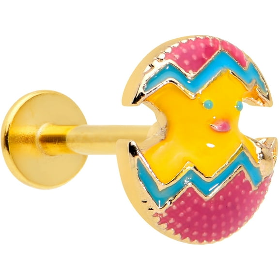 Body Candy Womens 16G 316L Steel Hatch Chick Painted Egg Labret Monroe Lip Ring Tragus Cartilage Stud 5/16"