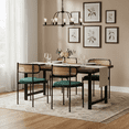 thumbnail image 1 of Noble House Set of 4 Velvet Dining Chairs with PE Rattan Backrest, Sturdy Metal Legs,Green+Natural, 1 of 9