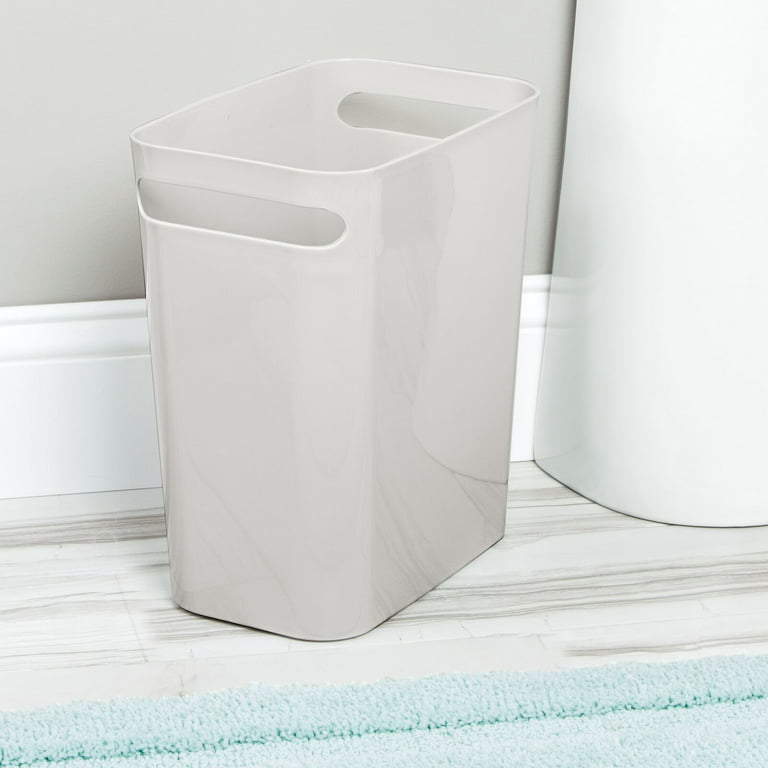 mDesign Small Plastic 2.25 Gallon Slim Trash Can Garbage Wastebasket Bin,  Gray