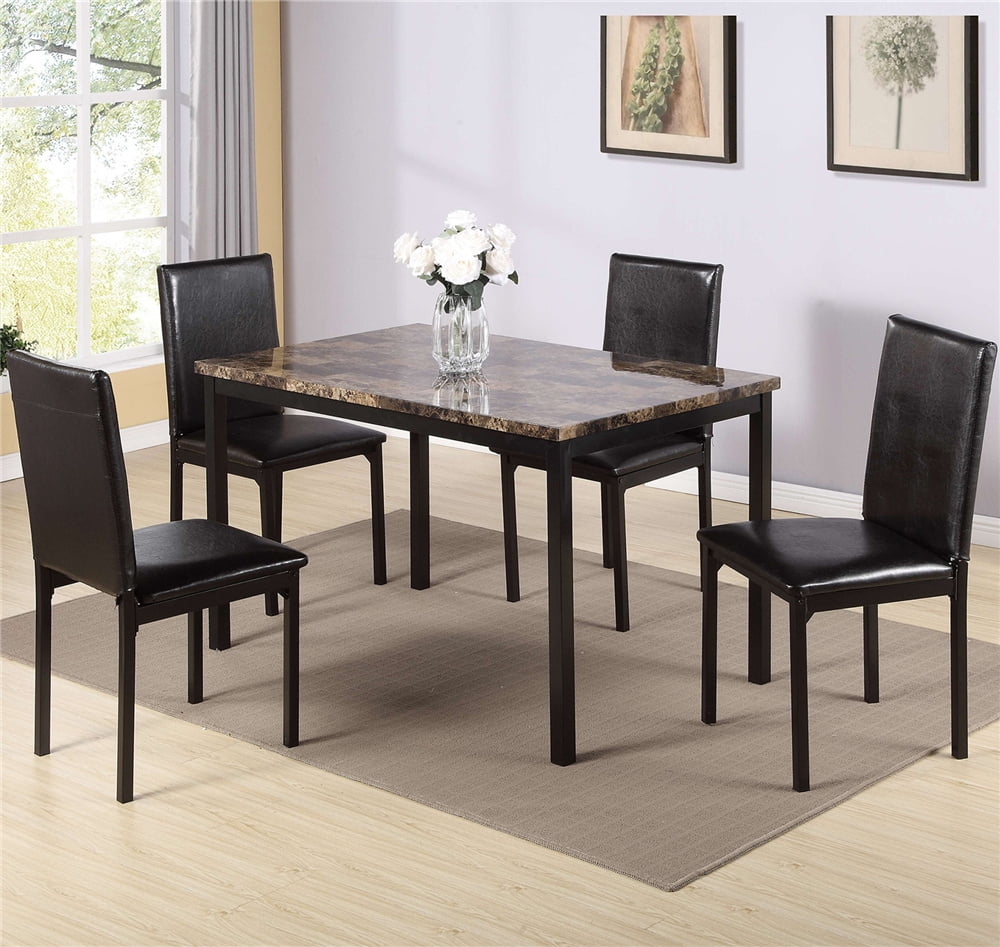 Buy 5 Piece Dining Room Table Set, Black Dining Table Sets with PU