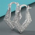 thumbnail image 3 of Trendy Silver Color Hollow Circle Hoop Earrings for Women Fashion Korean Style U Shape Earrings Wedding Engagement Party Jewelry, 3 of 5