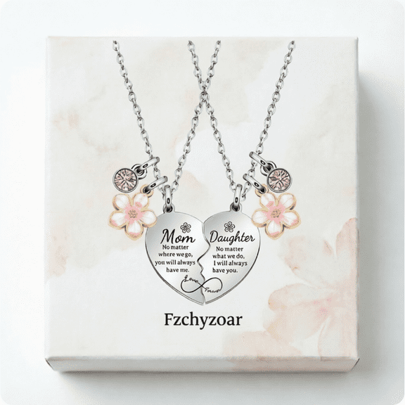 2PCs Mother Daughter Heart Matching Pendant Necklaces Set for Mom Daughter Necklace Gifts I Love You Gifts for Mom Daughter Christmas Birthday Gifts M