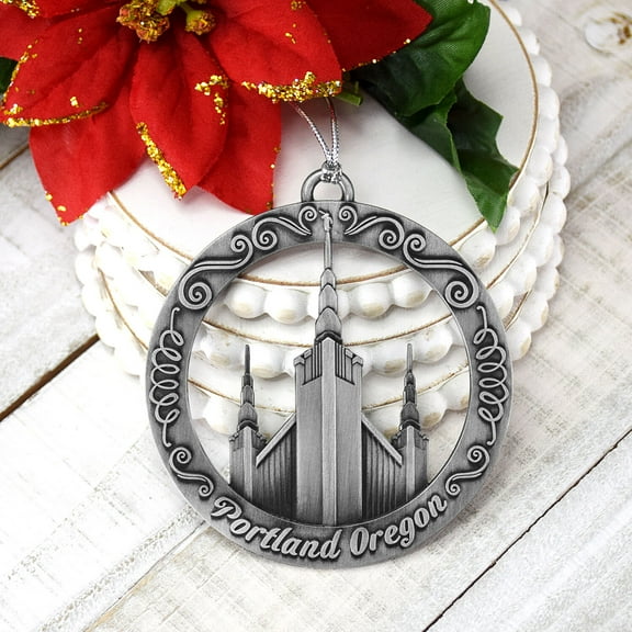 Portland Oregon Temple Antique Silver Ornament by Ringmasters