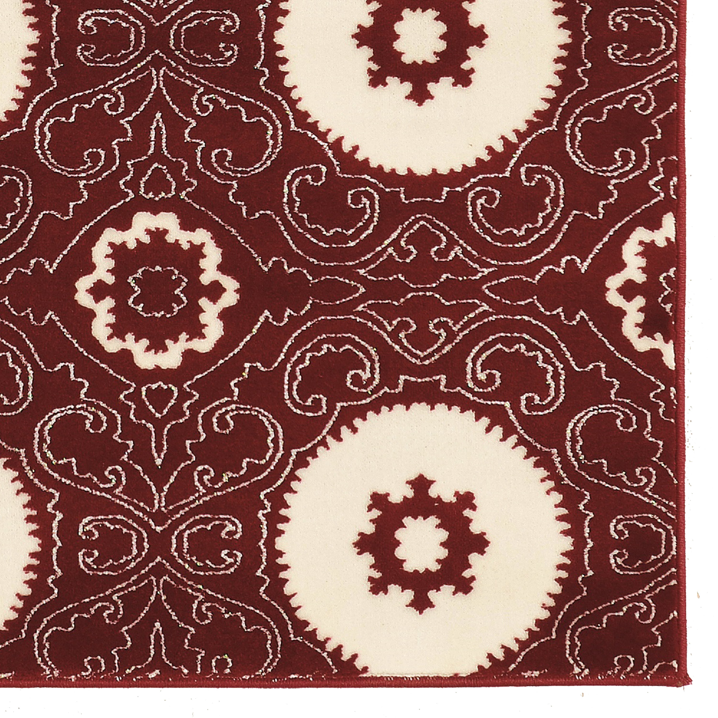 Prisma Karma Red Area Rug 8x10 Flat Finish Faux Silk Modern Design