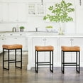 thumbnail image 3 of Dycanpo 24" Saddle Counter Height Bar Stools Set of 2, Modern Faux Leather, for Home Kitchen, Brown, 3 of 7