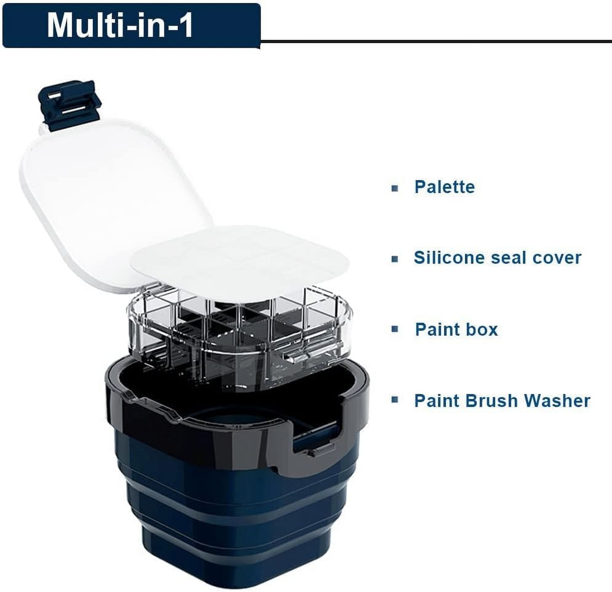 Stay Wet Gouache Palette Airtight Paint Storage Box, Palette Box with Paint Brush Basin and Strap, 16-Well Airtight Palette for Gouache Acrylic Painting Watercolor Kids (Red)