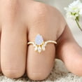 thumbnail image 3 of JEWELRYTREASURE 7x5 MM / 1.5 ct Fire Opal Engagement Ring Rose Gold Plated Bridal Ring Curved Diamond Jewelry Christmas Day Gift for Women, 3 of 8