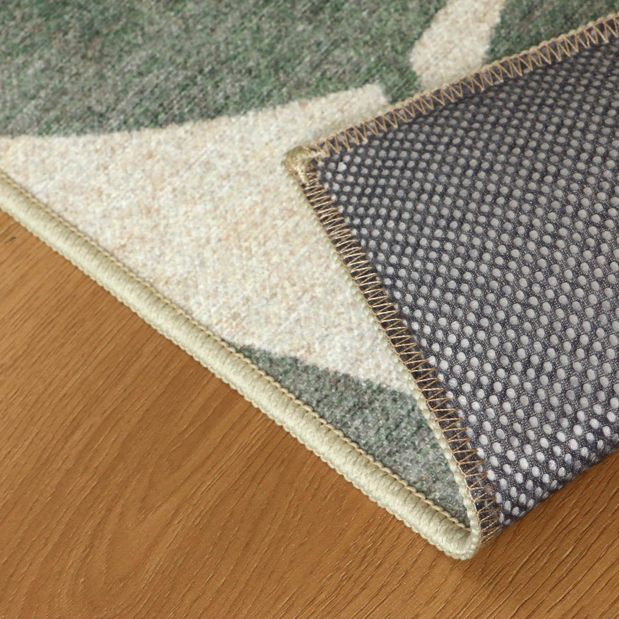 DEORAB Outdoor Rug 9'X12' Chenille Patio Carpet Three-Layer Material Imitation Silicone Spot Molding Camping Outside RV Mat,Beige&Green