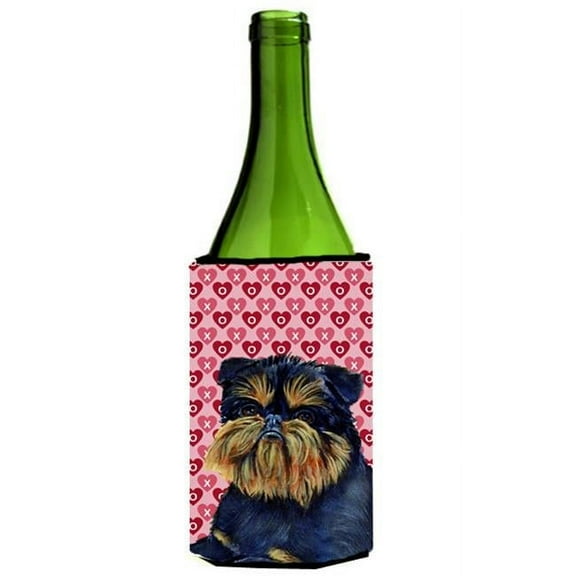 Brussels Griffon Love Valentines Day Portrait Wine bottle sleeve Hugger - 24 oz.