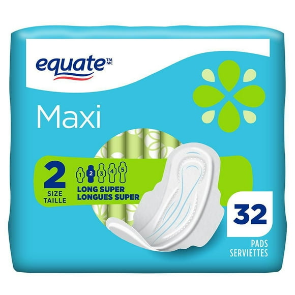 Equate Super Absorbency Maxi Pads, 32 count pack