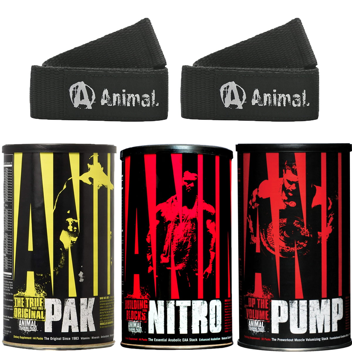 Universal Nutrition Animal Pak Essentials Stack with Lifting Straps -  