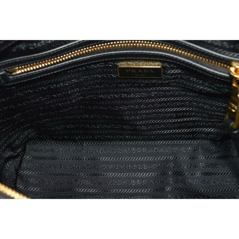 Prada Logo Jacquard Black Canvas Satchel Crossbody - Walmart.com