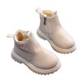 thumbnail image 4 of Snow Boots, Non Slip Shoes, Girls Ankle Boots Kids Chelsea Booties Side Zipper Comfortable Slip On Lug Sole Low Heel Fall Boot Fur Lined Warm Winter Shoes for Toddler Little Kid, White US-13C/EU-29, 4 of 5
