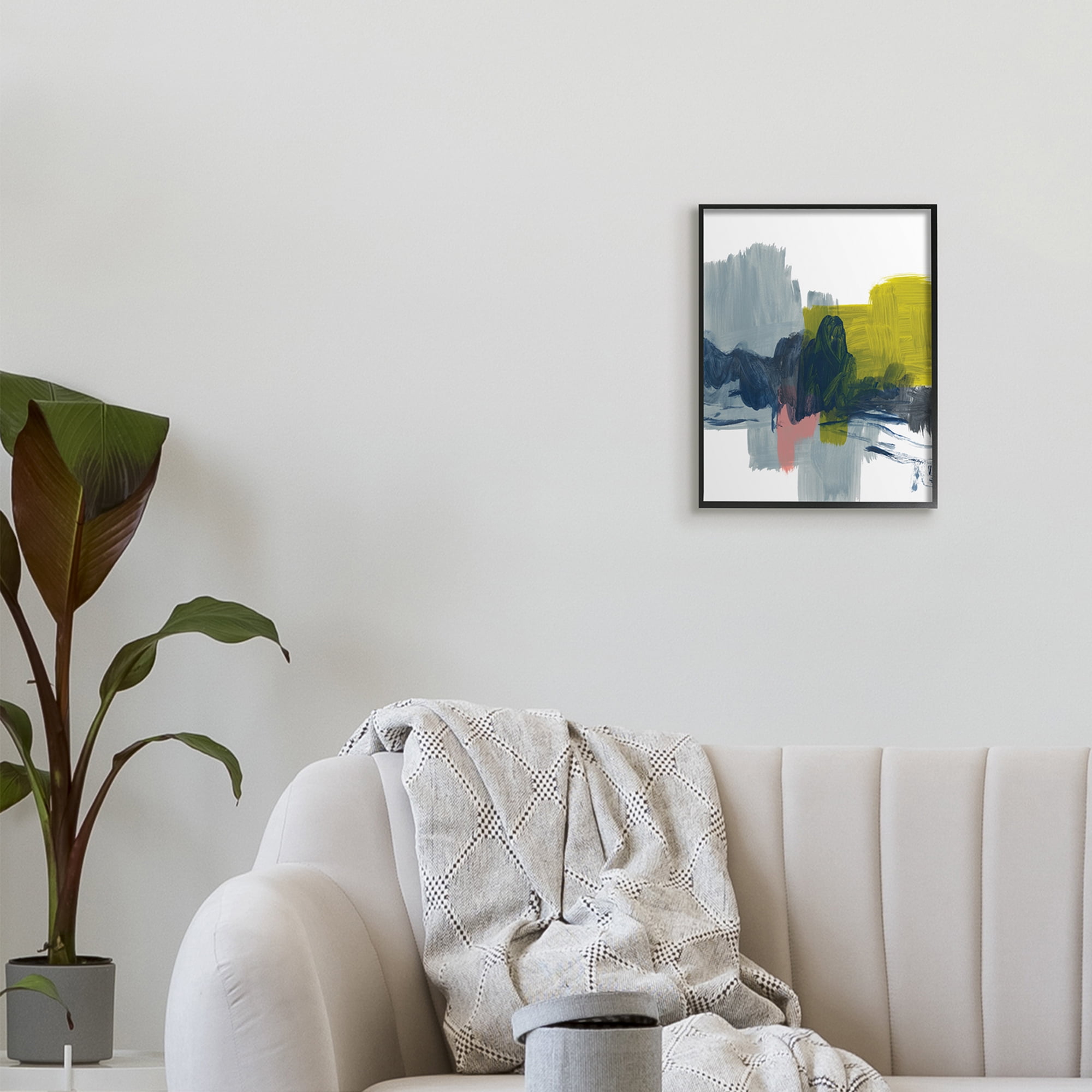 Stupell Industries Lively Abstract Brush Strokes Blue Grey Yellow,11 x 14,Designed by Bronwyn Baker