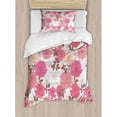 thumbnail image 3 of Dahlia Flower Duvet Cover Set Queen Size, Springtime Inspired Mix of Blossoms Bouquet Romantic Feminine Retro Leaflets, Decorative 3 Piece Bedding Set with 2 Pillow Shams, Pink Grey, by Ambesonne, 3 of 3