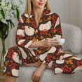 thumbnail image 6 of Yiaed Autumn White Pumpkin Print Pajamas Women's Long Sleeve Sleepwear Soft Button Down Loungewear Pjs Lounge Set Nightwear Womens Pajama Pants-X-Large, 6 of 7