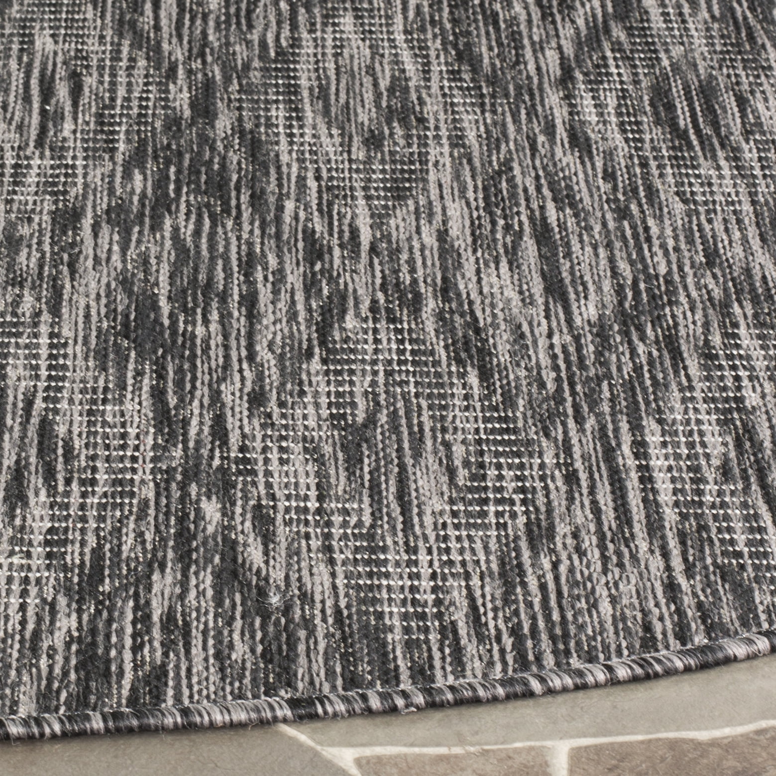 Safavieh Courtyard Teodor Geometric Indoor/Outdoor Area Rug, Black, 5'3" x 5'3" Round