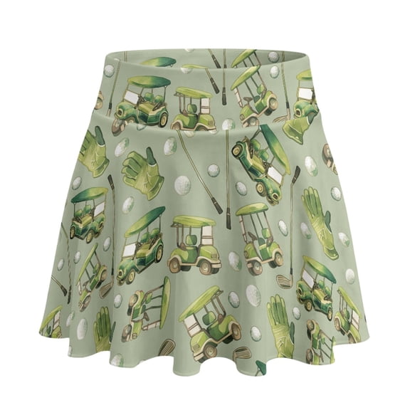 HELLHERO Golf Equipment Theme 2 Side Pockets Tennis Skirt, Built-in Shorts Soft Polyester Spandex Fabric Athletic Skort for Golf Yoga Travel