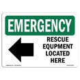 thumbnail image 1 of SignMission OS-EM-A-1218-L-10353 12 x 18 in. OSHA Emergency Sign - Rescue Equipment Located Here, 1 of 1