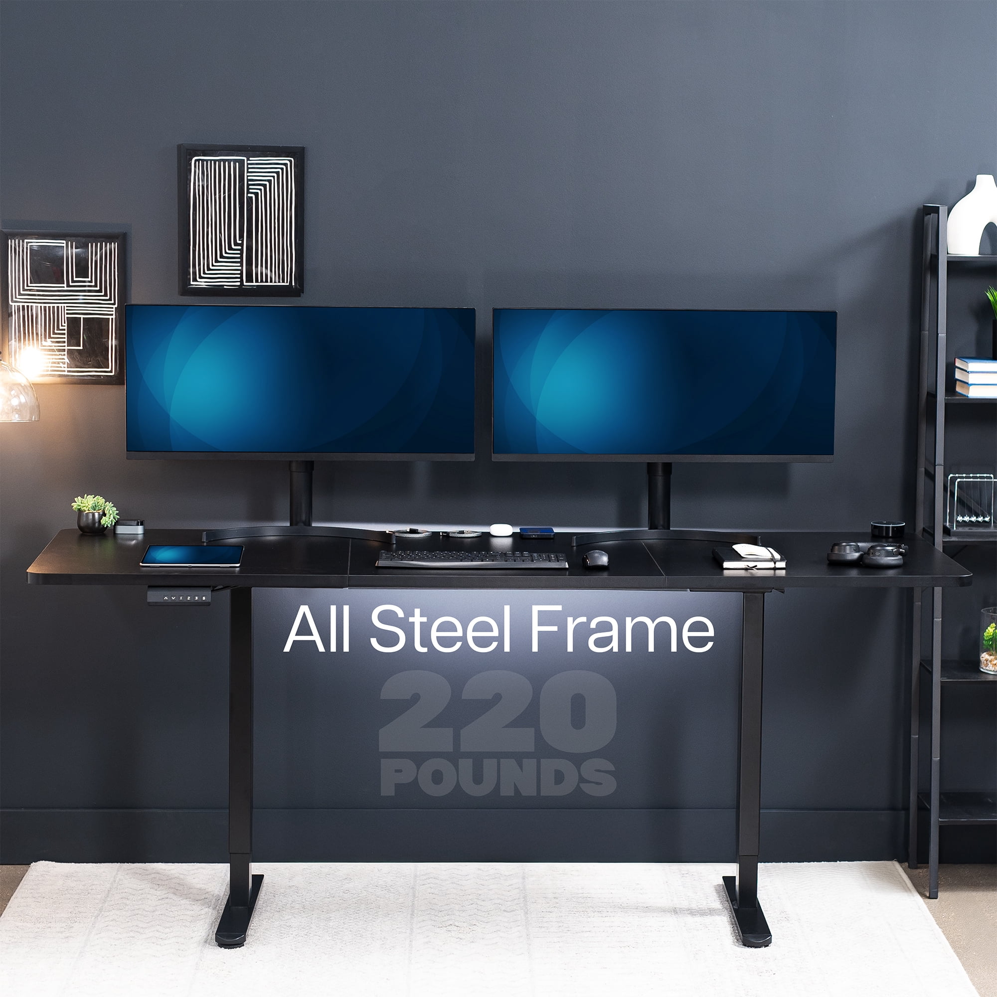 VIVO Electric Dual Motor 83” x 30” Standing Desk, Black Top, Black Frame