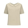 thumbnail image 2 of Ladies Tops And Blouses Loose Button Shirt Top Stand Solid Color Sleeve Collar Casual Shirt Shirt Womens Tops, 2 of 6