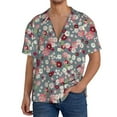 thumbnail image 3 of Vsdgher Daisies Flowers Print Men's Wrinkle Free Untucked Cuban Shirt Business Casual Button Down Shirts Short Sleeve Shirt, 3 of 7