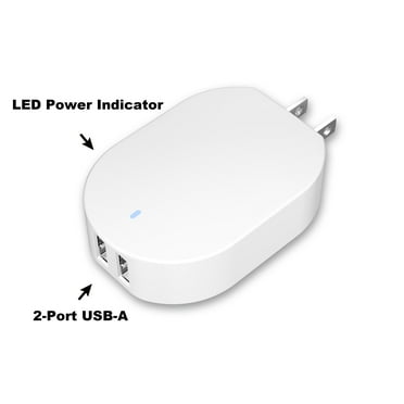 onn. 4.8A Dual-Port USB Wall Charger, Foldable Plug, Compatible for iPhone, iPad and Android Smartphones