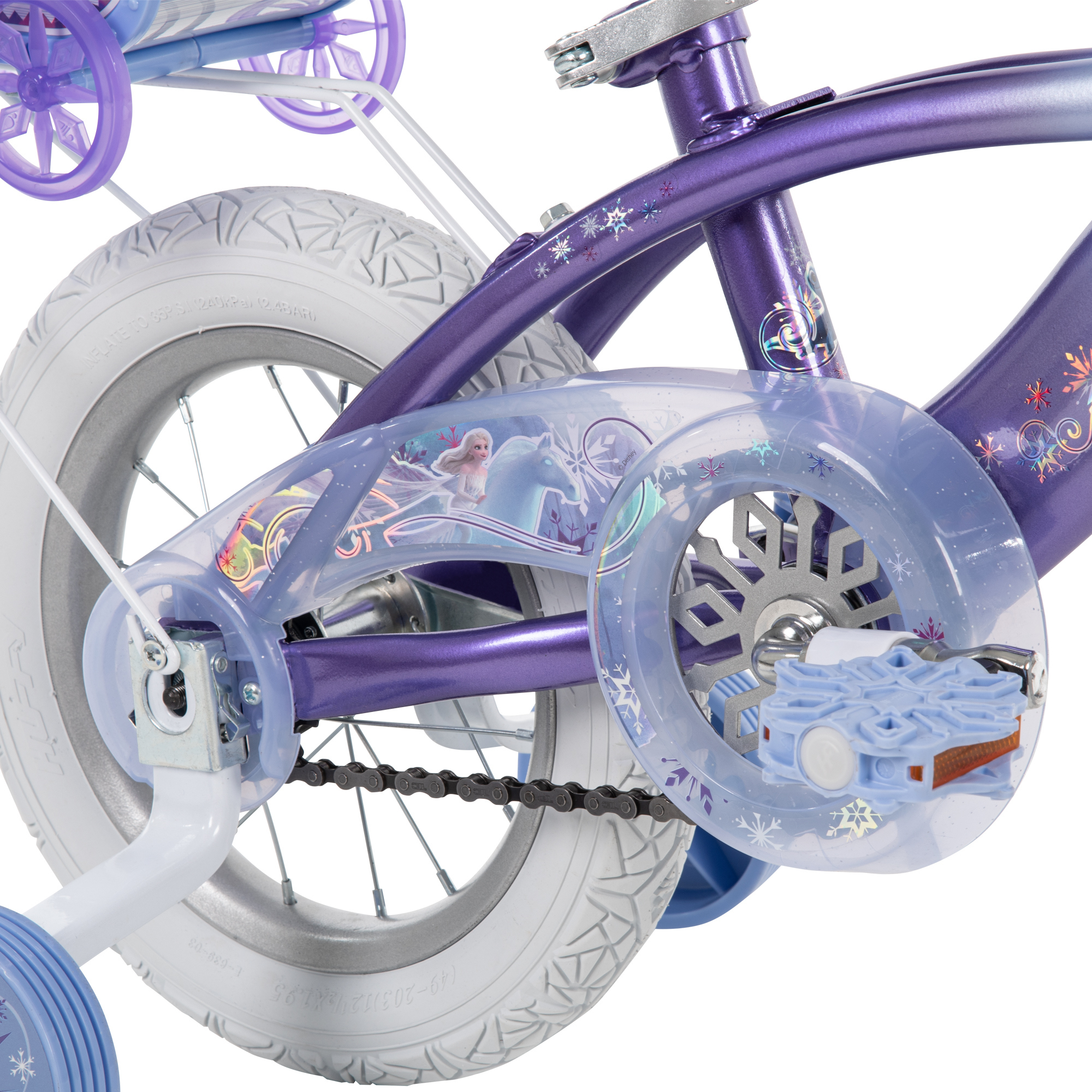 Disney Frozen 12 in. Bike with Doll Carrier Sleigh for Girl's, Ages 2+ Years, White and Purple by Huffy - image 11 of 19