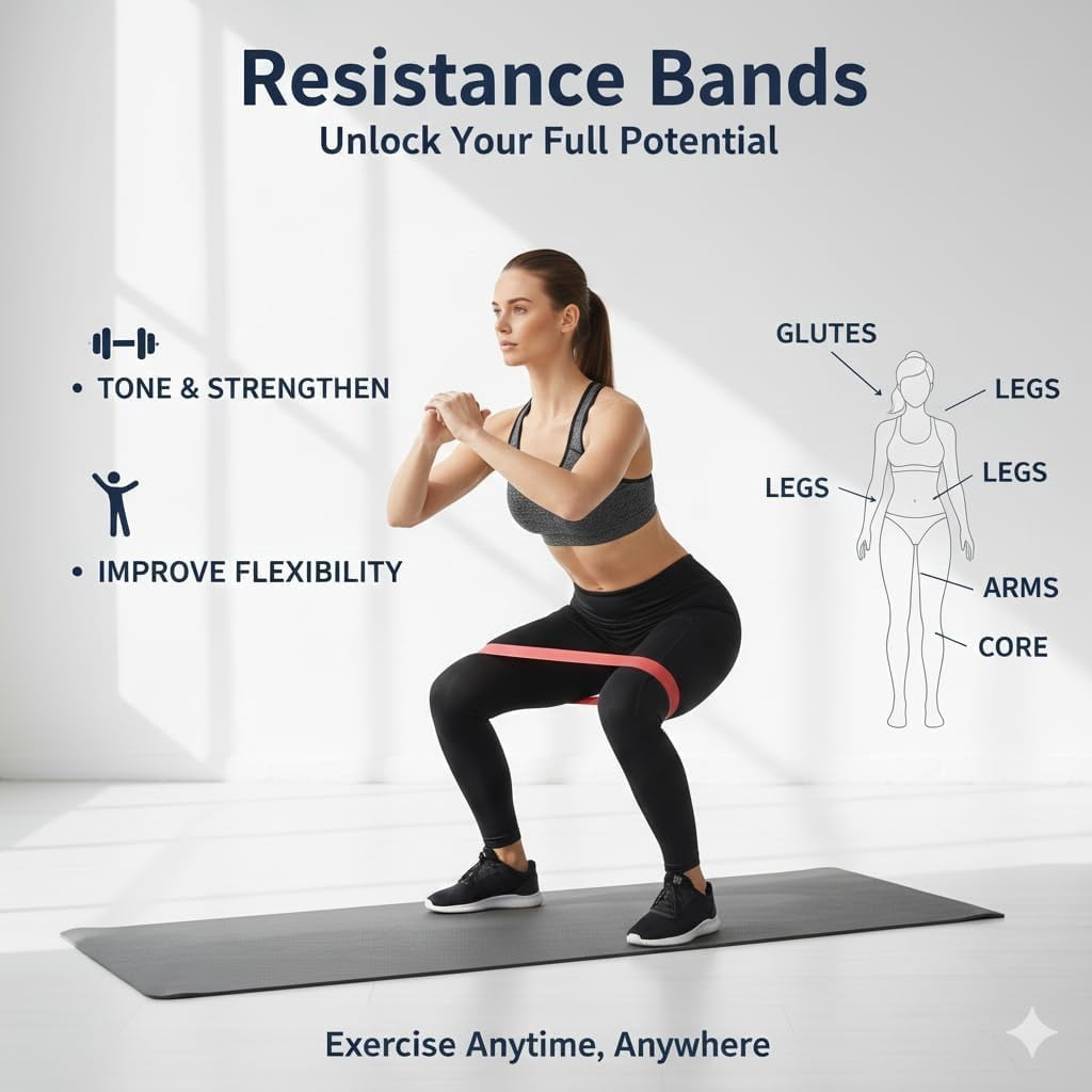 JJEAN-Elastic Resistance Bands, 6-Level Adjustable Exercise Bands for Full Body Training, Portable & Lightweight Fitness Bands for Home, Travel, Workout
