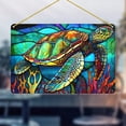 thumbnail image 3 of 1pc, Stained Glass Sea Turtle Sign Sun Catcher, Rectangular Acrylic Sun Catcher Hanging Decor, Room Decor, Garden Decor, Front Door Decor, Whimsical Decor, Window Decor, Whimsical Home Decor Sign, 3 of 8