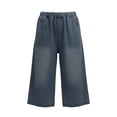 thumbnail image 4 of Eltusu Boys Denim Shorts, Elastic Waist Straight Legs Casual Below the Knee Capris Shorts Dark Blue Size 7-8 T, 4 of 6