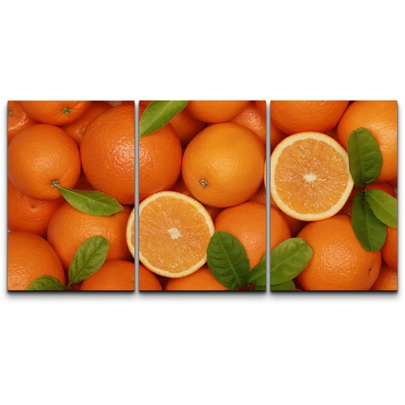 wall26 Canvas Print Wall Art Set Sliced Orange Fruit Collage Fruit Dessert Photography Realism Contemporary Scenic Colorful Multicolor for Living Room, Bedroom, Office - 24"x36"x3 PanelsPan