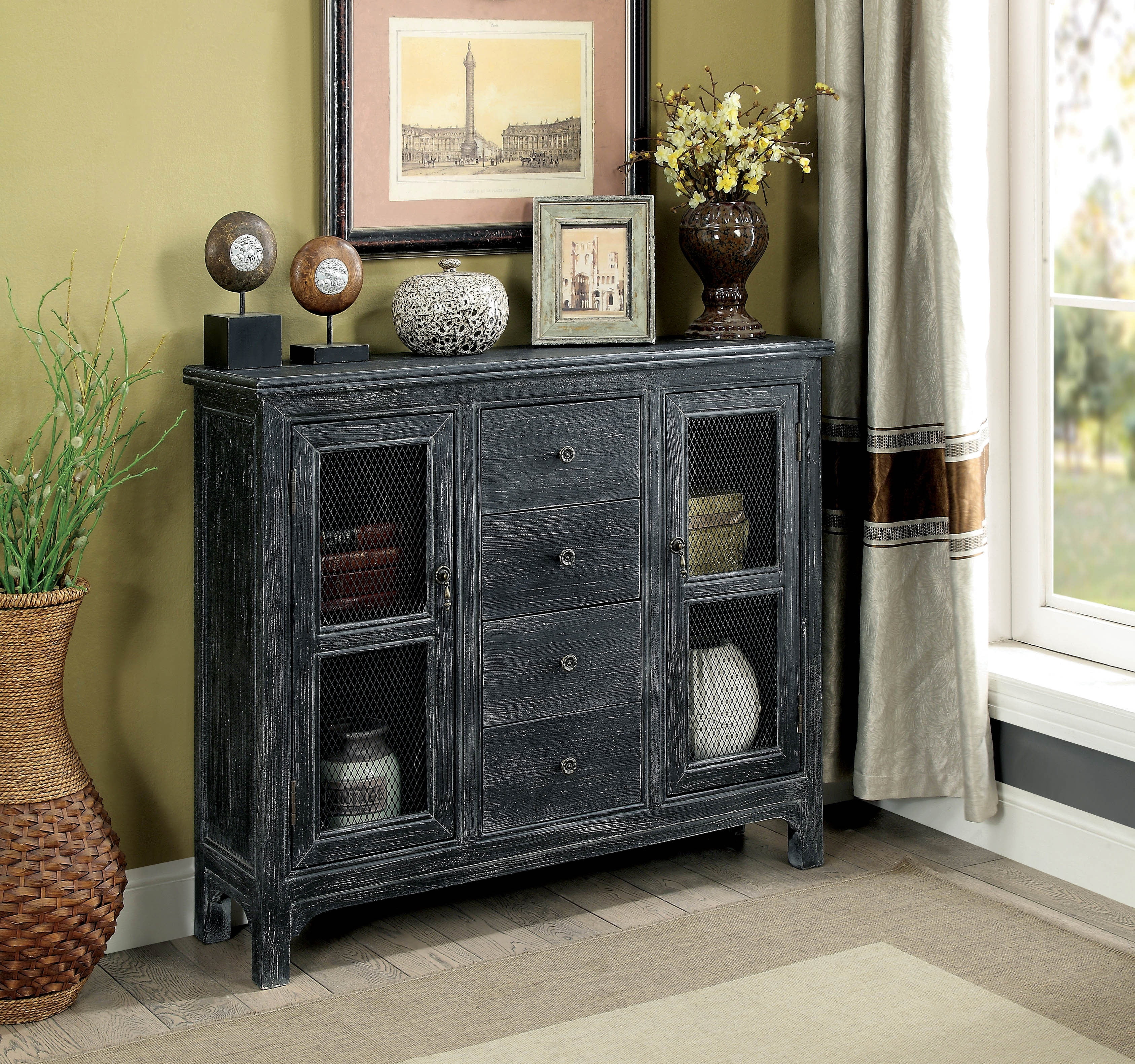 Furniture of America Gentry MultiStorage Accent Antique Black