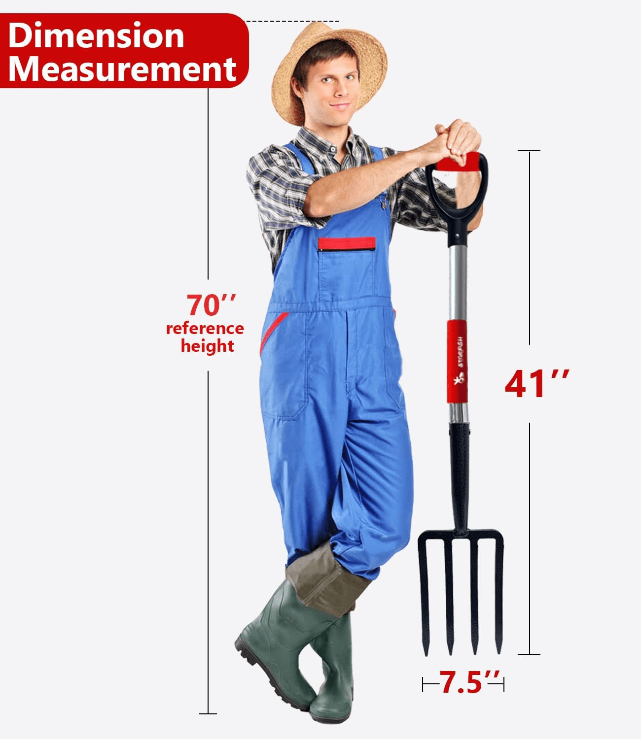 NOMIGO Hay Fork 4-Tine Steel Pitchfork with Ergonomic D-Handle for Gardening, Digging, Composting, Aerating