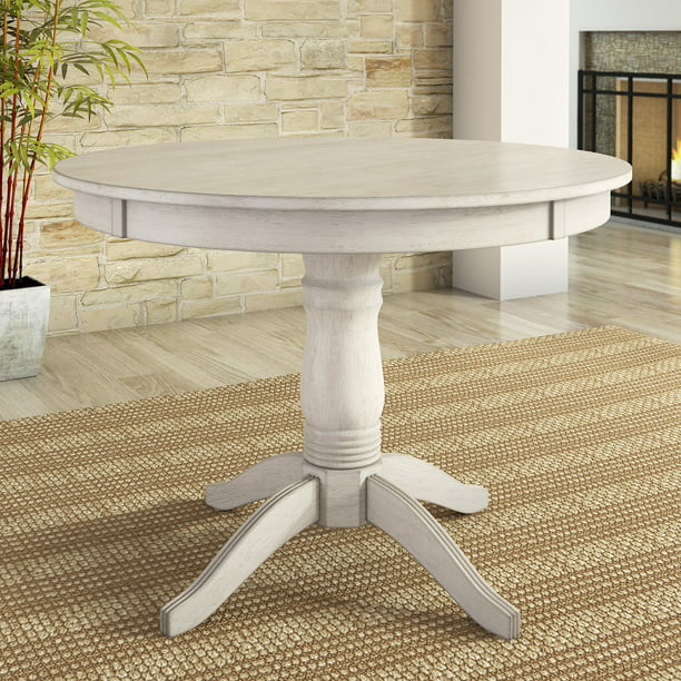 Lexington 42 Round Wood Pedestal Base, White Round Dining Room Table With Leaf