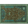 thumbnail image 1 of Ahgly Company Machine Washable Indoor Rectangle Persian Turquoise Blue Traditional Area Rugs, 8' x 12', 1 of 4