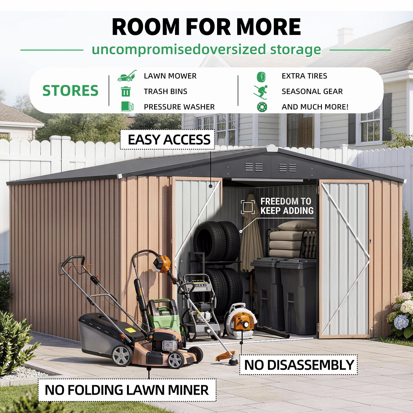 YODOLLA 12x12 ft. Waterproof Aluminum Outdoor Metal Storage Shed