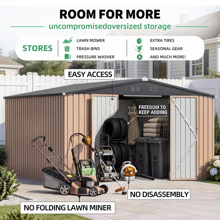 YODOLLA 12x12 ft. Waterproof Aluminum Outdoor Metal Storage Shed