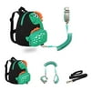 Dinosaur Toddler Backpacks with Leashes Anti Lost Wrist Link for 1.5 to 3 Years Kids Girls Boys Safety (Dinosaur, Black)