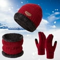 thumbnail image 3 of Glisme Warm 3 Piece Hat Gloves Scarf And Thermal Cycling Screen Knitted Hat For Fashionable Accessory Wine, 3 of 3