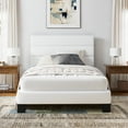 thumbnail image 2 of Einfach Twin Bed Frame, Platform Bed Frame with Panel Upholstered Velvet Headboard, White, 2 of 7